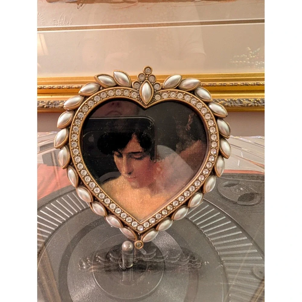 Edgar Berebi Limited Edition Heart Picture Frame Faux Pearl Rhinestone Gold